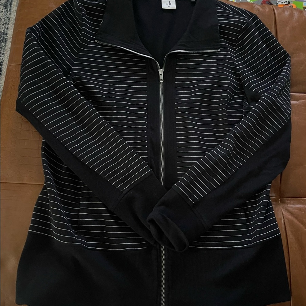 CAbi Black and White  Jacket with Stripes